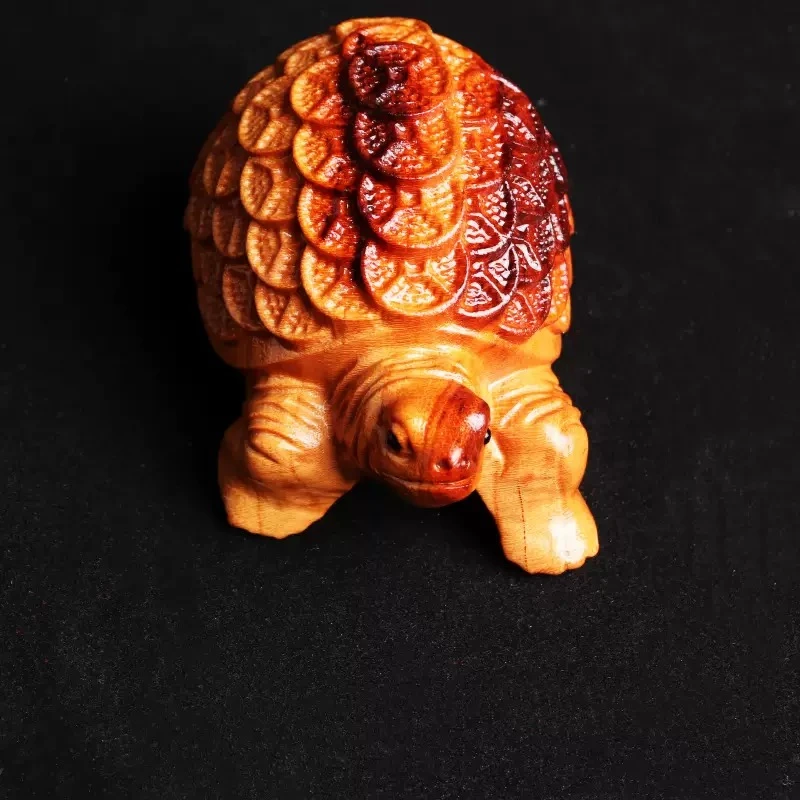 雷击木金钱龙龟泰山天然雷击老桃木手工手把件工艺品装饰