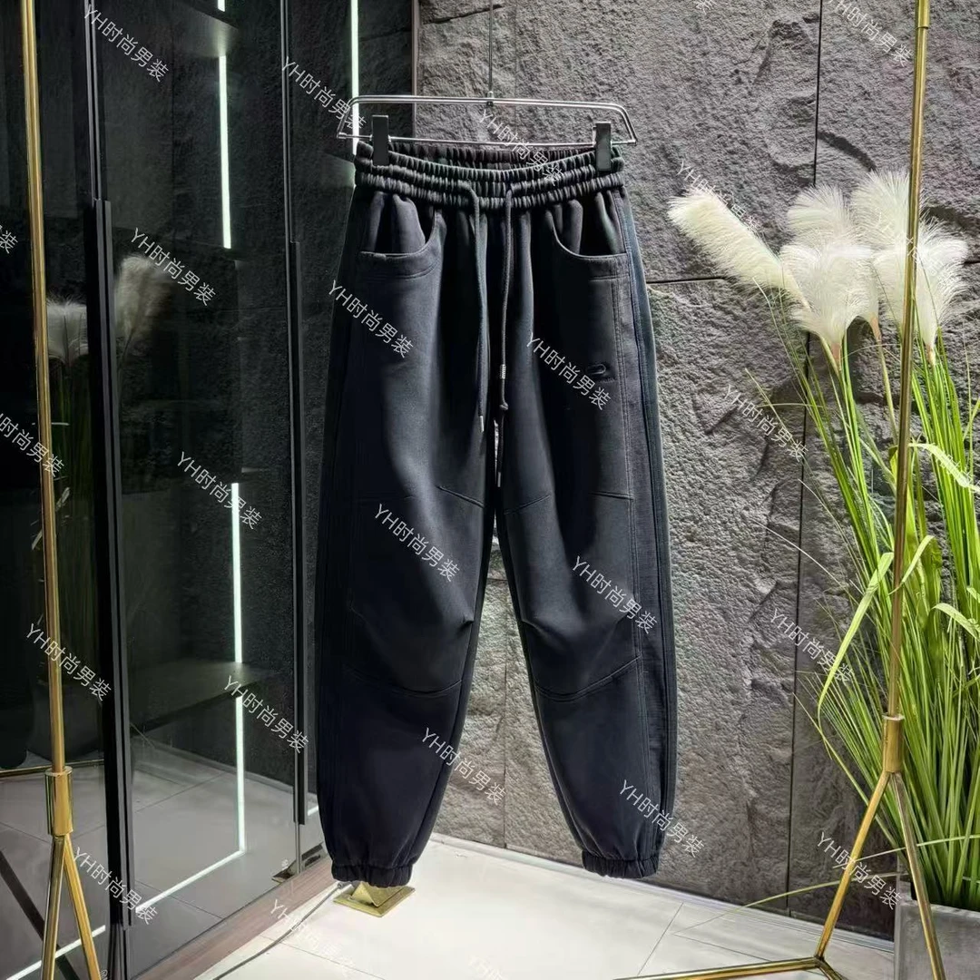 秋季新款时尚潮流美式复古水洗刺绣工装束脚裤宽松休闲百搭长裤