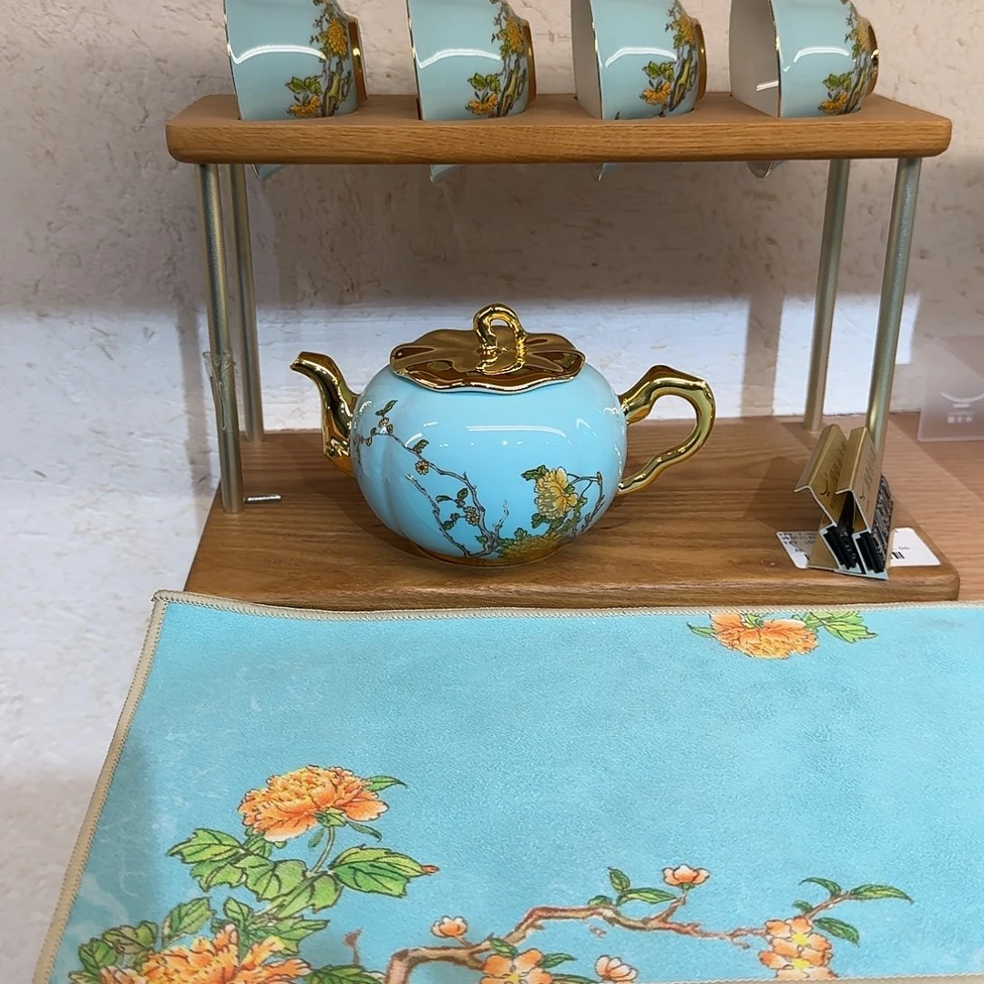 晚***天硬质细瓷西湖蓝六头茶具夏天直拍福利