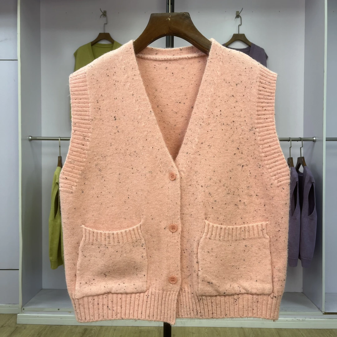 309 无袖开衫v领高阶款马甲加厚点子纱复古时髦叠穿休闲外搭上衣