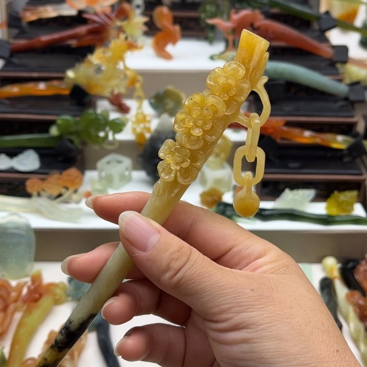 ꧁***꧂未镶嵌蛇纹石玉岫玉发簪