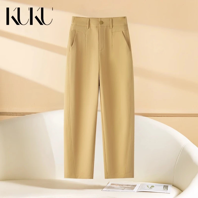 小个子西装裤女裤子2025新款哈伦裤高腰显瘦萝卜裤宽松九分休闲裤