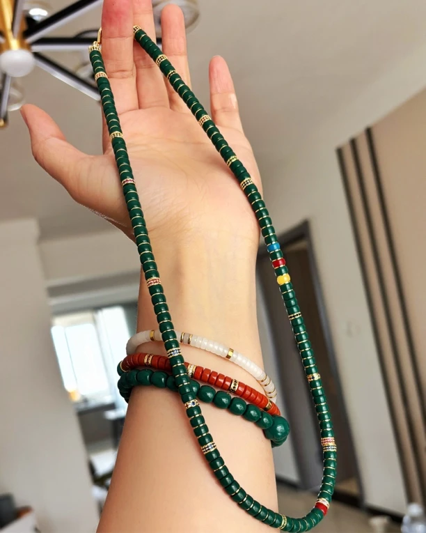 【奢华高定】项链锁骨链，定制隔片6mm，翠绿天花板复古