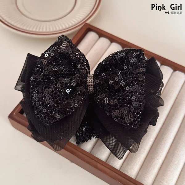 Pink Girl  X934韩版百搭时尚蝴蝶结竖夹高马尾香蕉夹发夹发饰