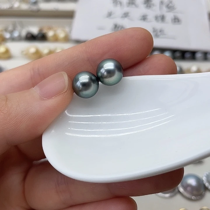 银S925镶嵌海水珍珠耳饰