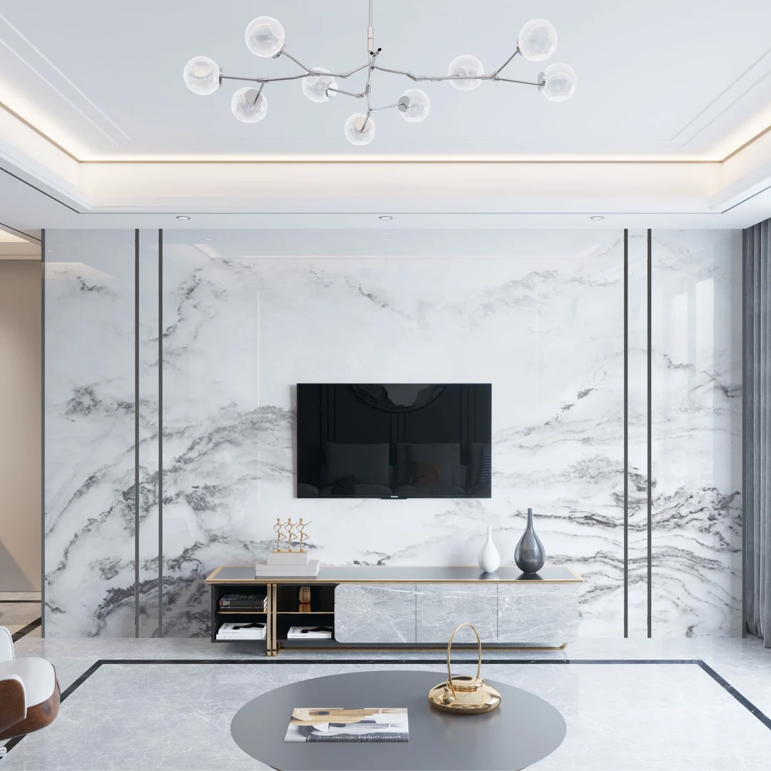 简约大理石电视背景墙高级大气客厅轻奢装饰