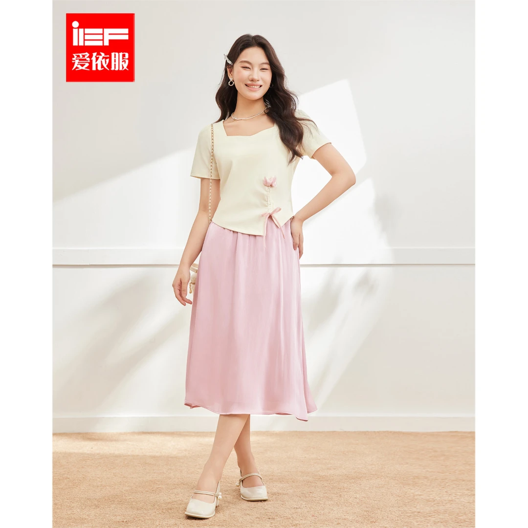 IEF/爱依服大码女装2025夏季新款微胖韩版温柔淑女显瘦上下套裙