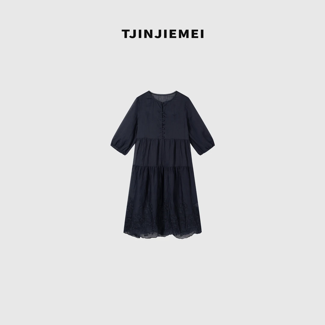 T井姐妹【海风】夏季新款气质显瘦百搭100苎麻连衣裙LYQ2505-M25106