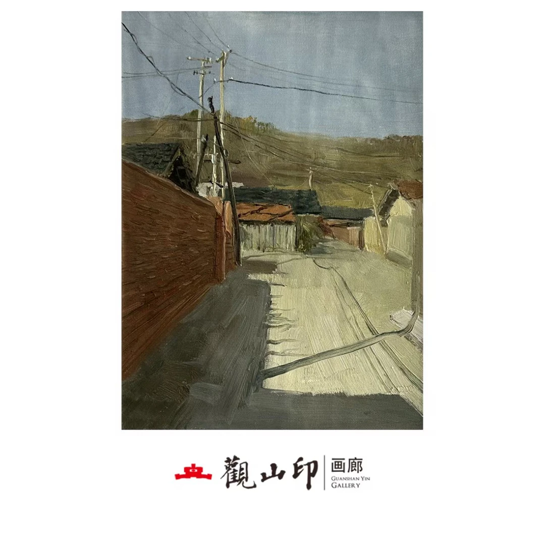 LH原创手绘风景油画31.5x44cm乡村作品6401