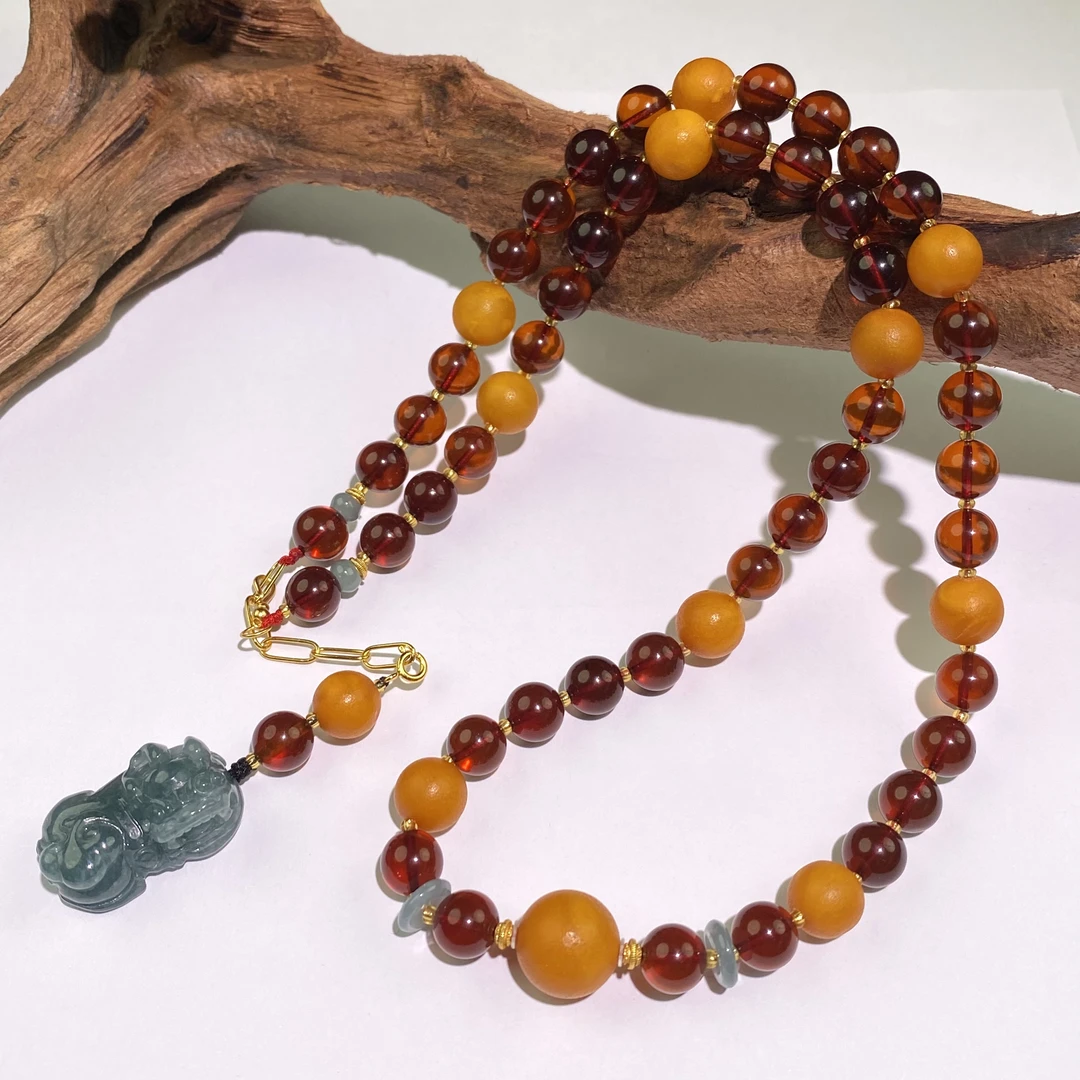 【亿轩珠宝】ZX116401血珀橘皮暗花公主链diy蓝水翡翠貔貅8-13+