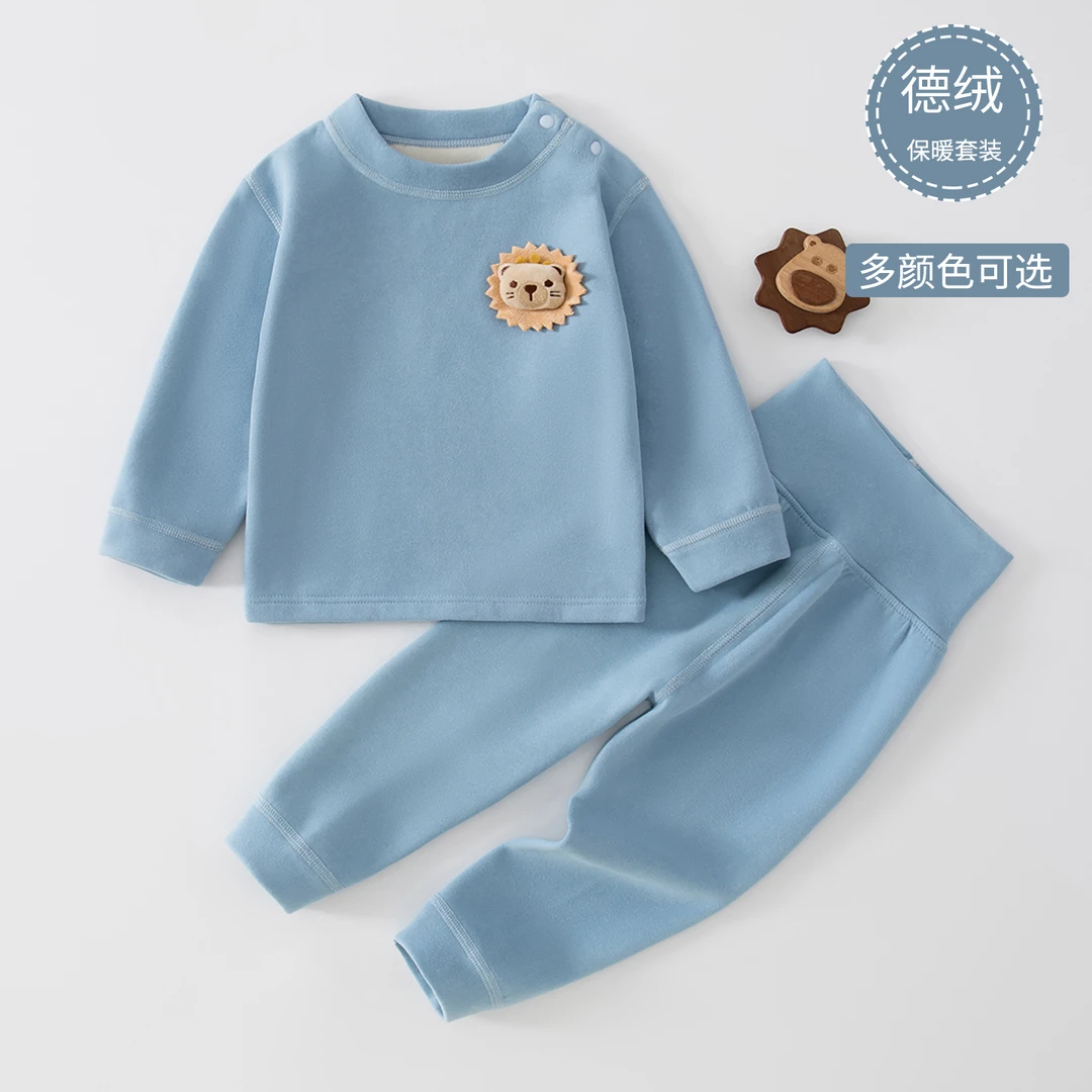 婴儿秋衣秋裤打底内衣套装秋冬款宝宝衣服加绒保暖分体睡衣两件套