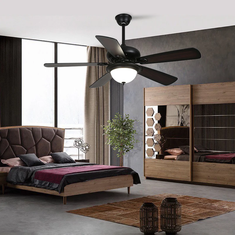 宸居风扇灯美式复古餐厅风扇灯家用中古客厅电扇吊灯卧室吊扇灯