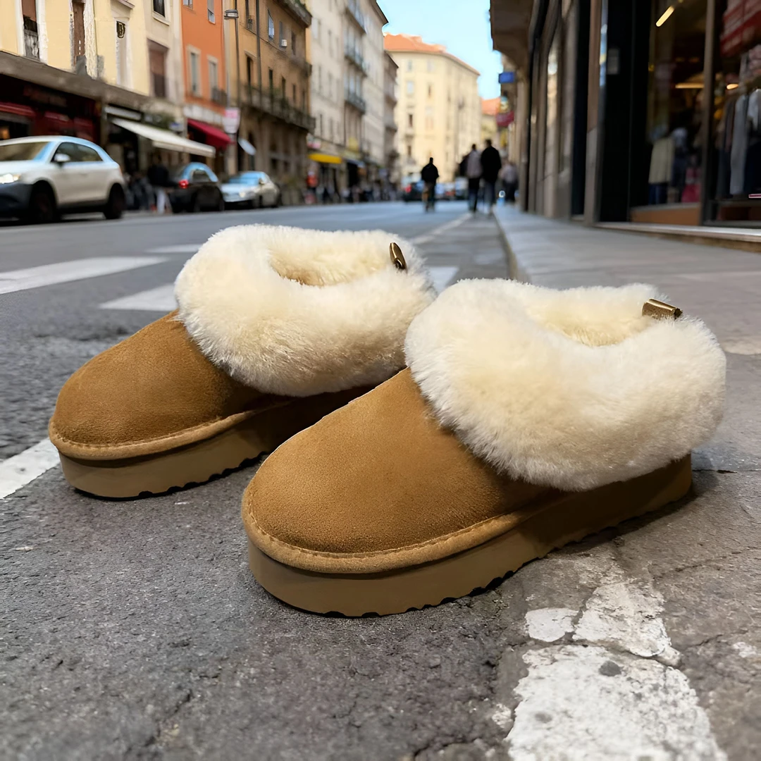 雪地靴女厚底外穿2025秋冬新款松糕底加绒毛毛鞋加厚保暖半拖棉鞋