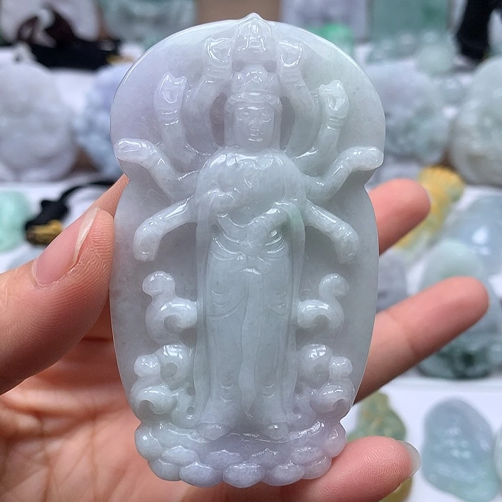 翡翠未镶嵌颈饰千手观音福利卡厚11+