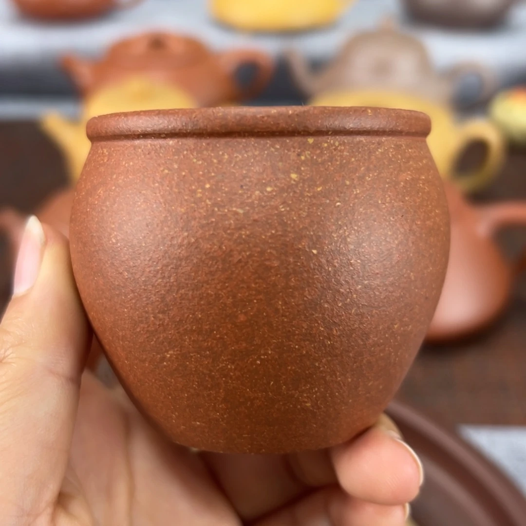 茶壶紫砂红降破矿料杯