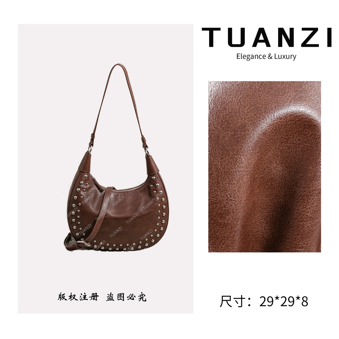 TUANZI『高端玩家』原创秋冬新款手提腋下hobo包 SK-83209-奶茶棕