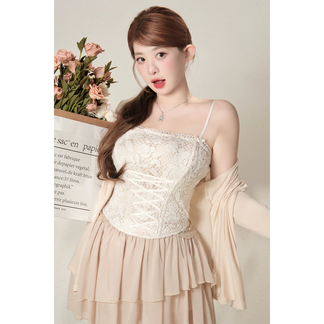 【7/5新品】甜美纯欲线｜白茶茉莉 ｜浮雕花吊带｜3D立体视觉ZTVQ1586