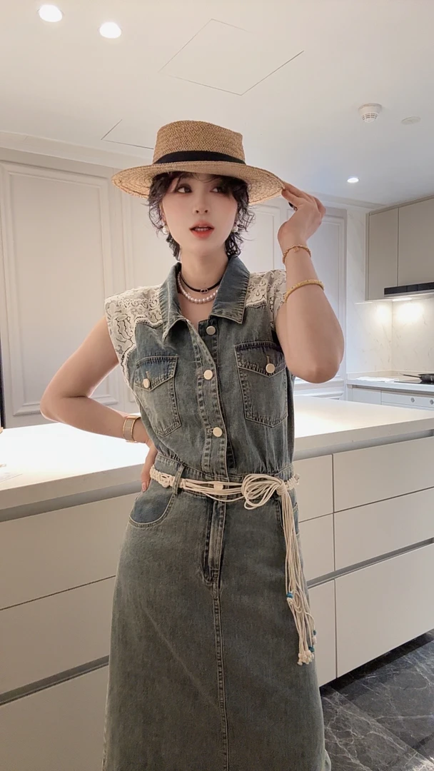 FANYE 2025夏季新款设计感不规则牛仔连衣裙1319