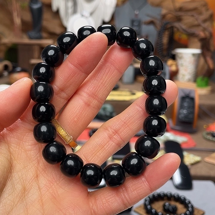 和田玉（墨玉）未镶嵌手串特价卡12老型