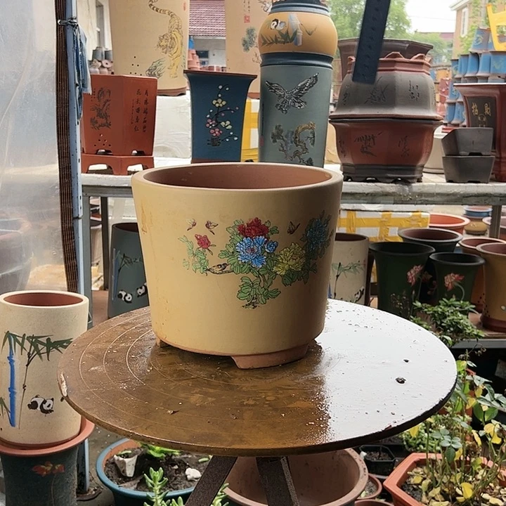 宜兴紫砂花开富贵特大号