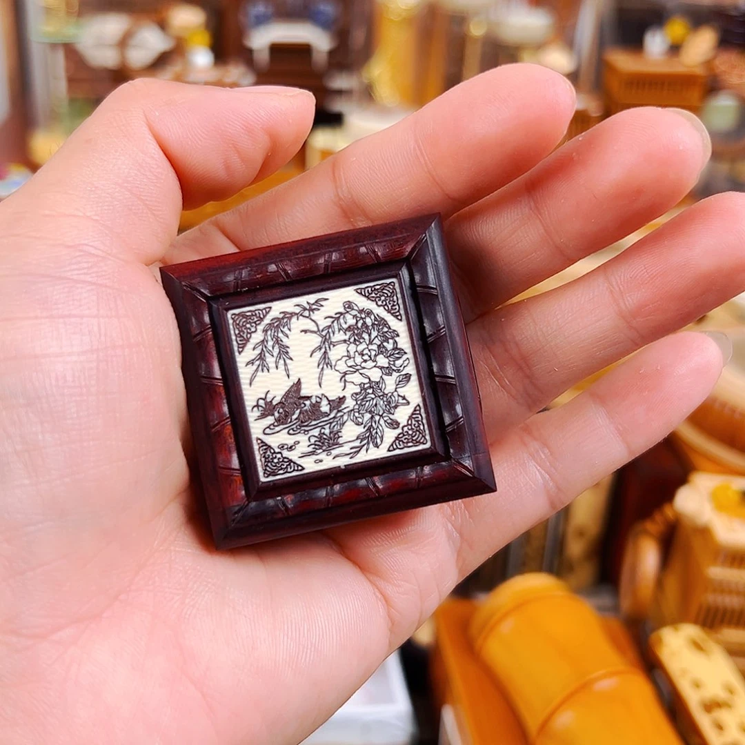 竹掌中宝老红木鸳鸯图黄蛉盒➕大黄蛉