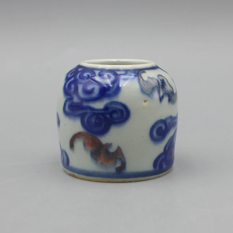 5169瓷器--青花釉里红云蝠纹水盂