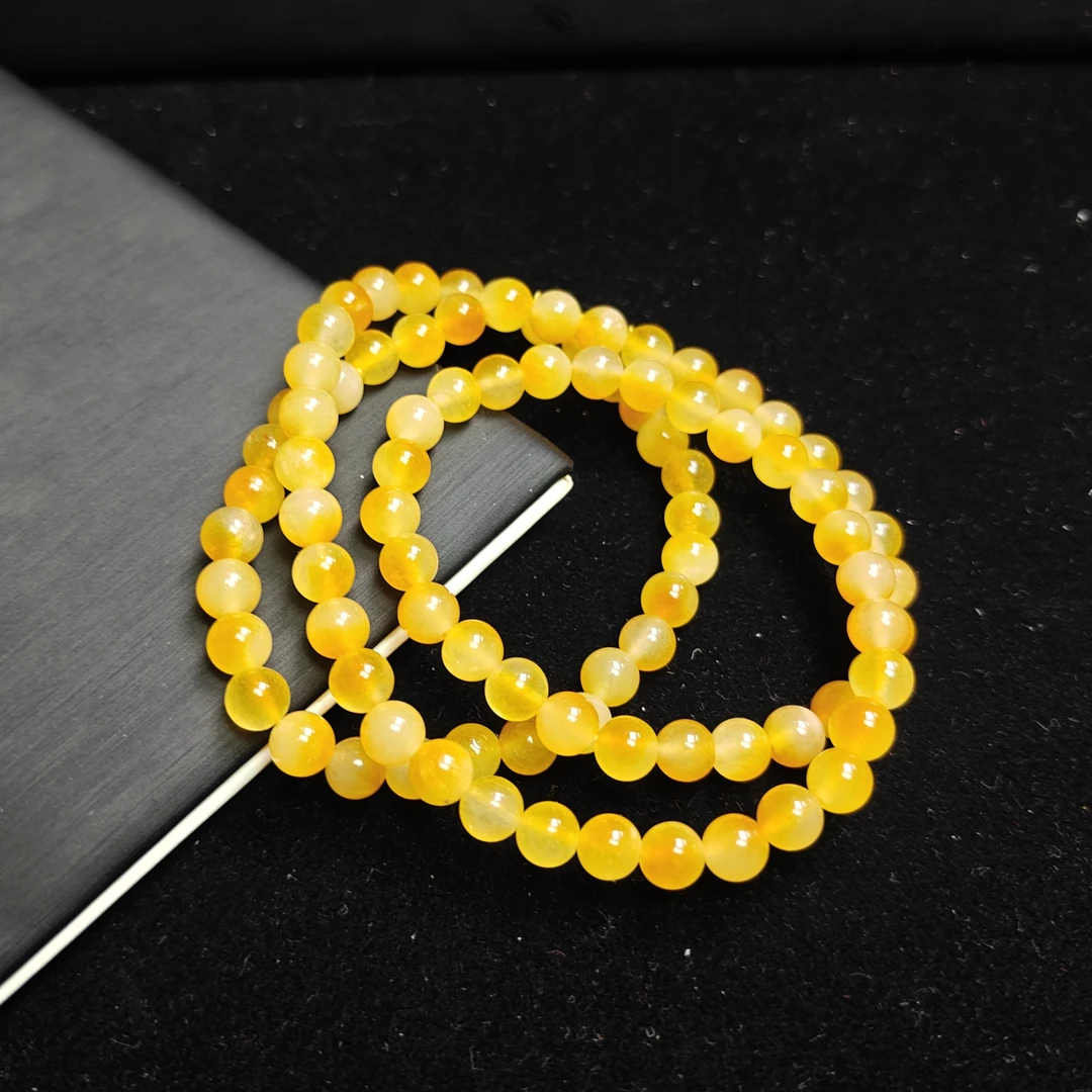 [停业清货]缅甸冰底黄飘花6m三圈手串-181-多样性发一