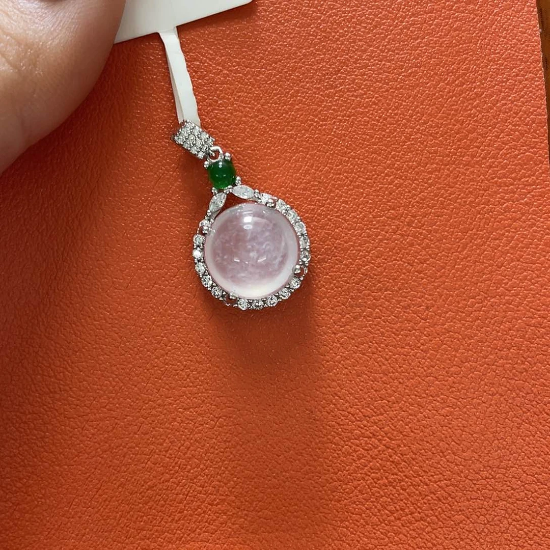 石英质玉吊坠银S925镶嵌