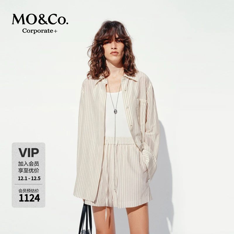 【C+系列】MOCO衬衫2025夏新品淡颜条纹桑蚕丝棉纱宽松MBE2SHT025