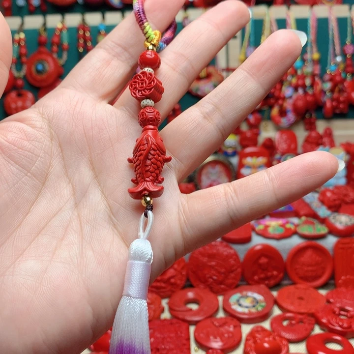 天然辰砂工艺品朱砂钥匙扣包包挂