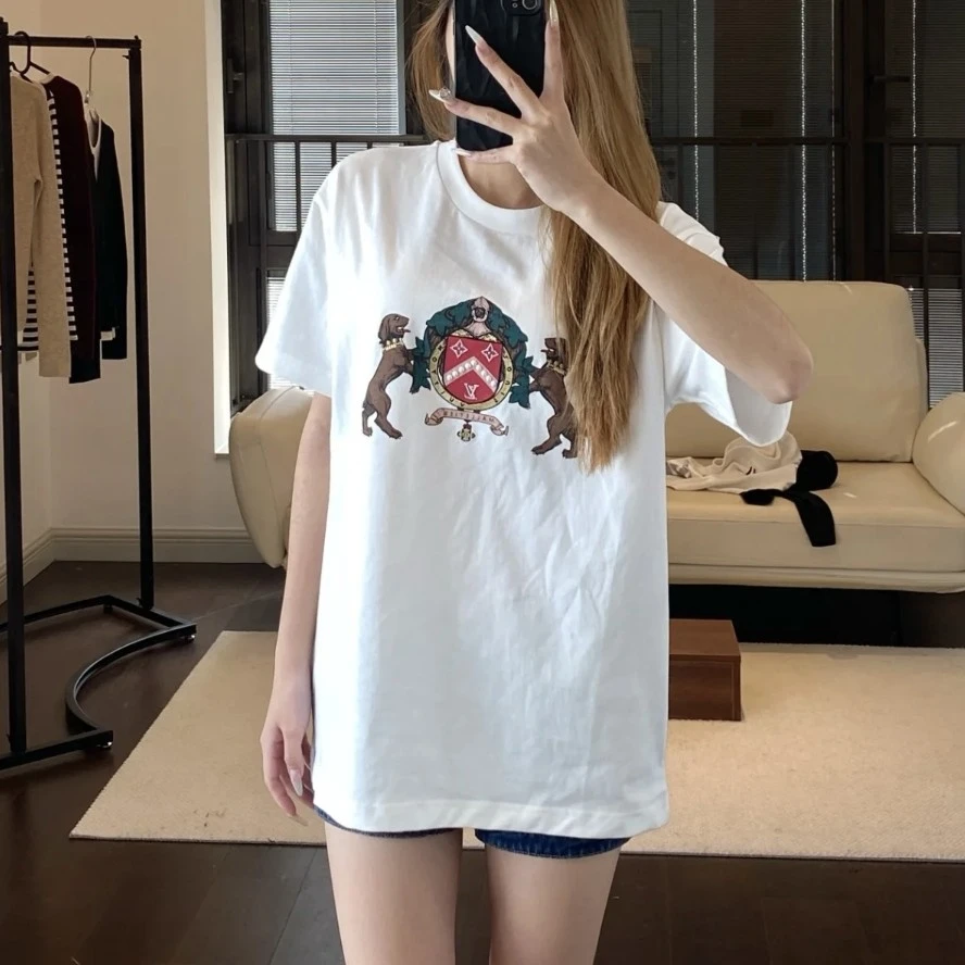 未使用 LouisVuitton/路易威登 白色图案短袖 L码 GM004106