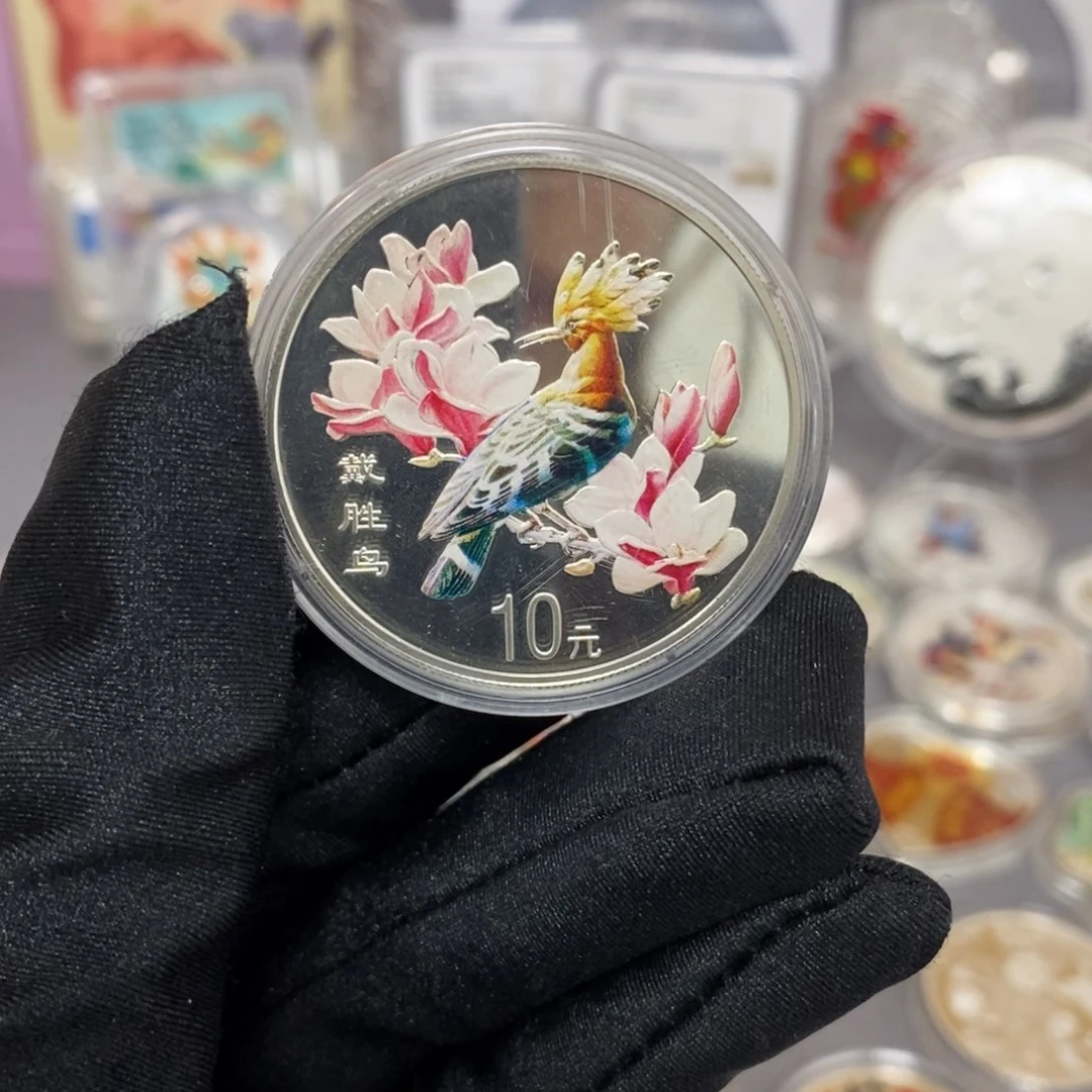 纯银2000戴胜鸟带证书配盒