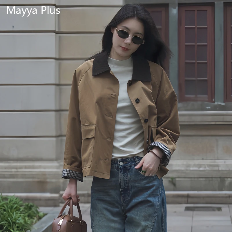 【巴恩美学】Mayya Plus麦芽定制秋季纯棉驼色百搭外套上衣32536703