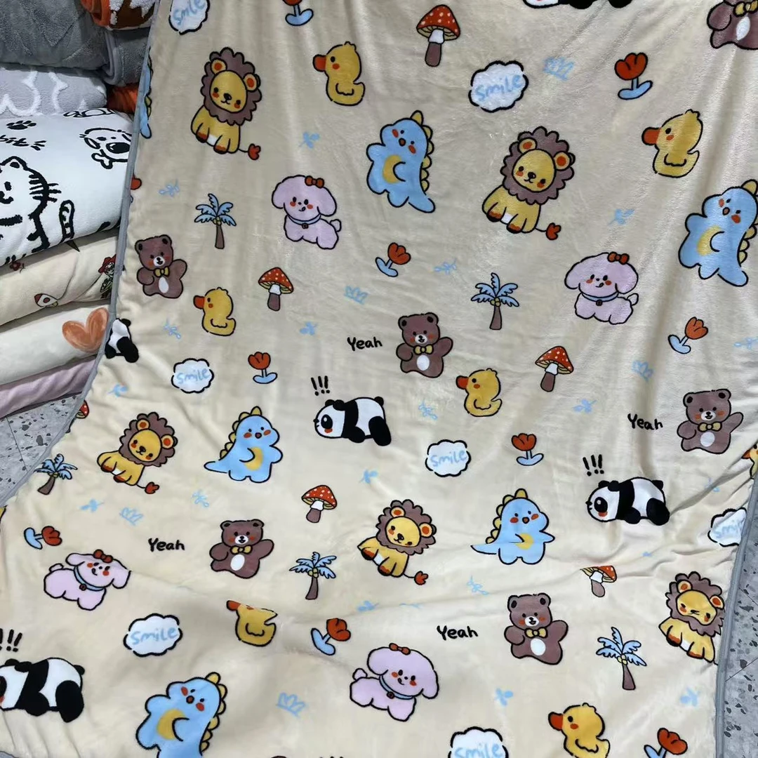 卡通动物园单人1.5*2.0被子印花多功能奶绒单人双面加厚