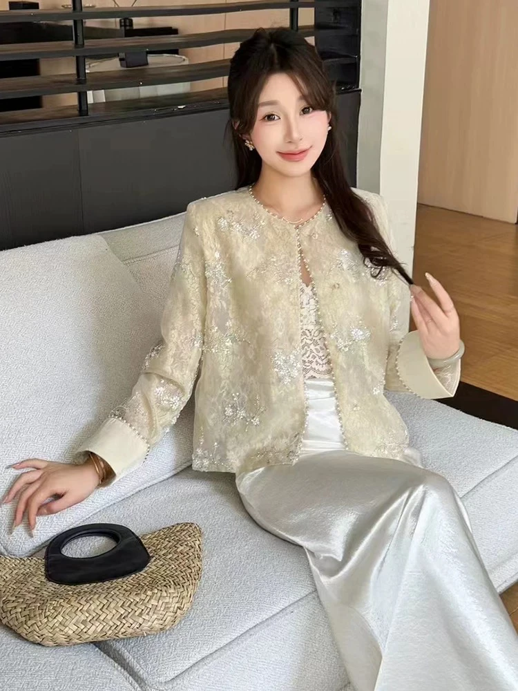 重工钉珠国风外套女欧洲站2025年春季新款新中式复古薄款上衣100