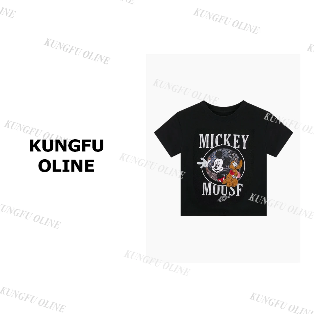 【米奇和高飞】T0848春款复古提花高级百搭设计师短袖2025上衣新