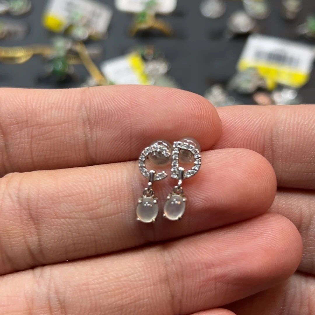 翡翠银S925镶嵌耳坠