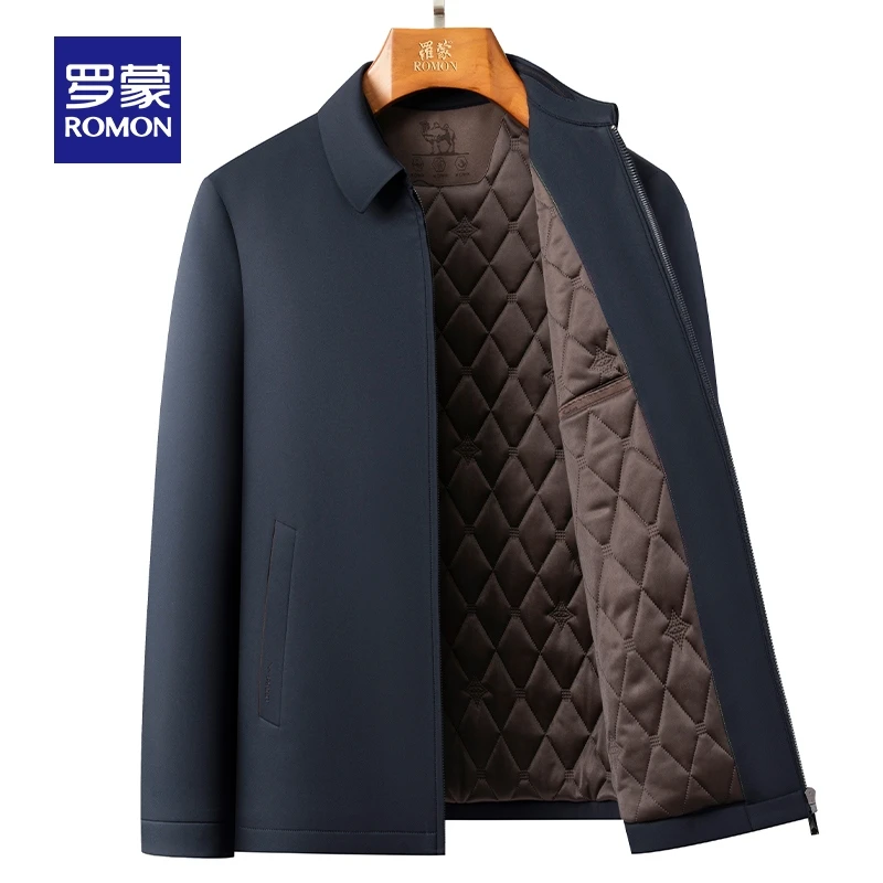 【含骆驼绒】罗蒙男士行政翻领棉服2025秋冬新款时尚保暖百搭外套