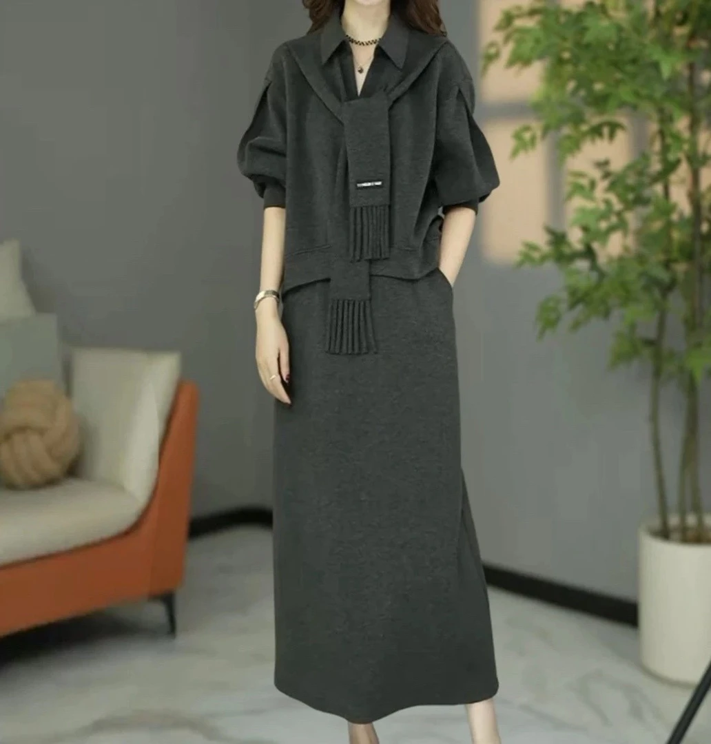 原创设计师款高货欧版洋气加厚套装女腔调套装裙气质两件套连衣裙