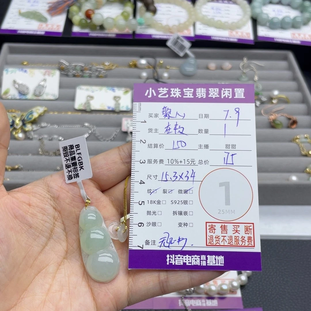 繁***点翡翠18K金镶嵌颈饰