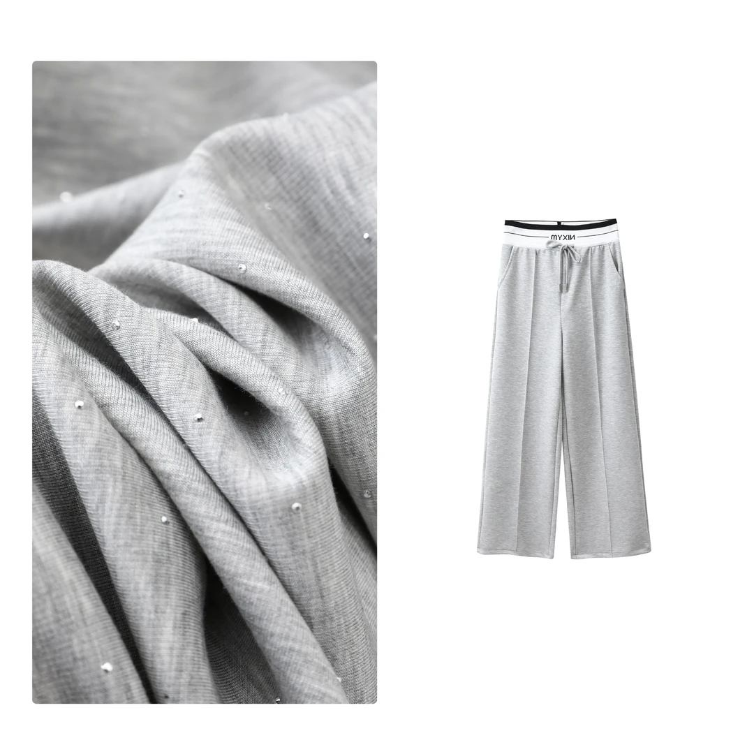 B门店39&9！行动间的慵懒！星空闪闪钻/高腰阔腿垂坠感休闲裤C20515