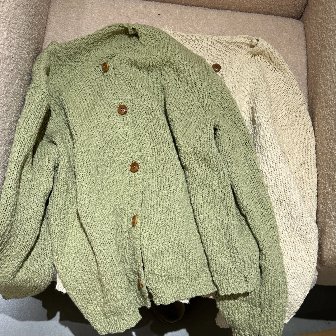 【青草奶冻】豆豆棉纱气质时尚休闲百搭韩版显瘦针织开衫女上衣