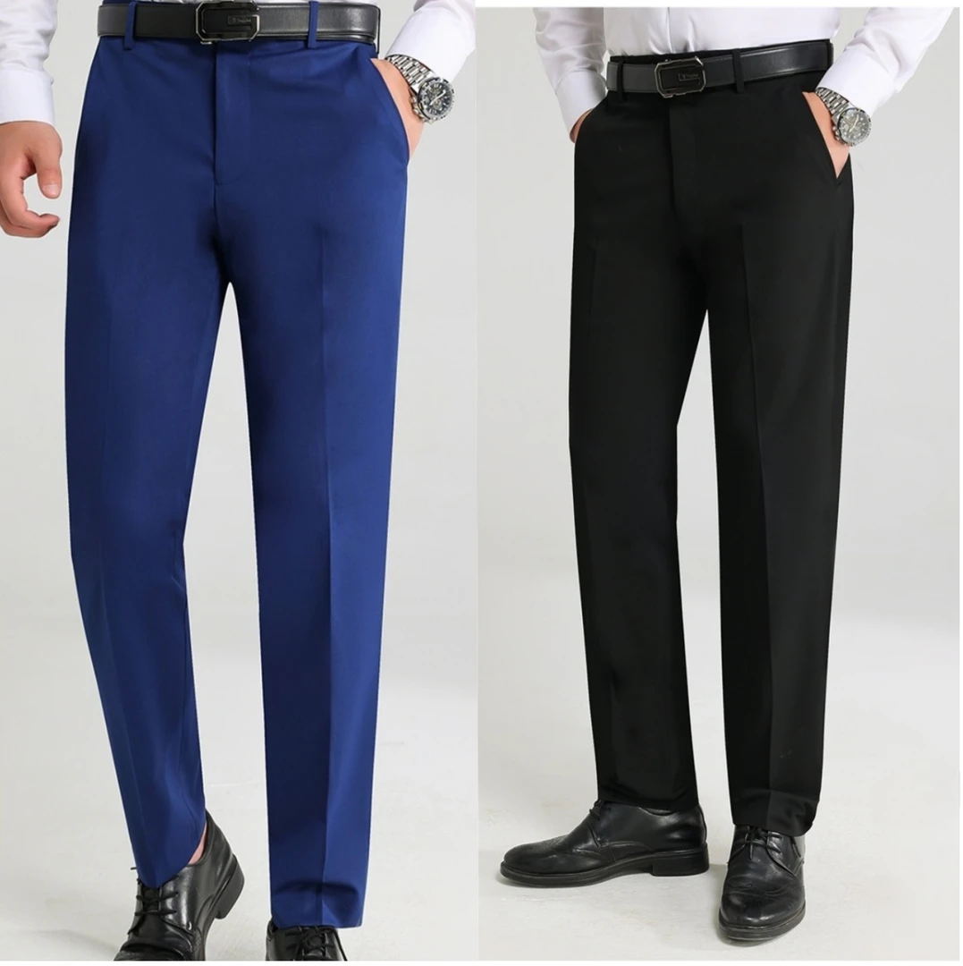 职俏2025年春秋新款男士商务休闲西裤色纺厚款纯色高腰休闲长裤