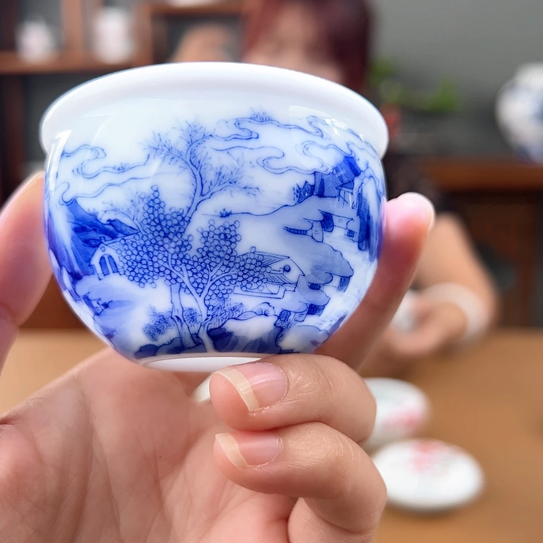 柴窑康熙山水小缸杯