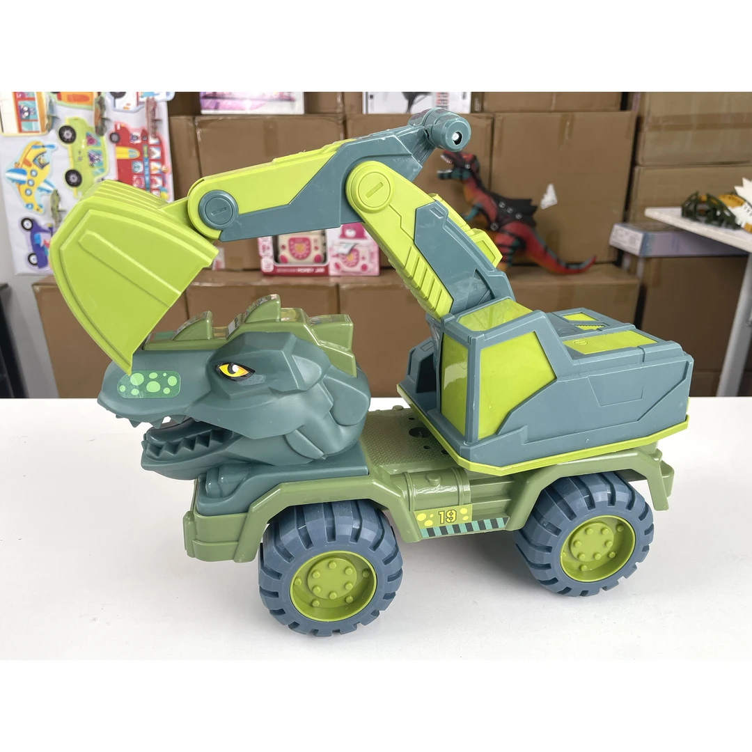 （邻）超大号26cm绿色恐龙挖掘机工程车玩具耐摔可滑行电商盒装