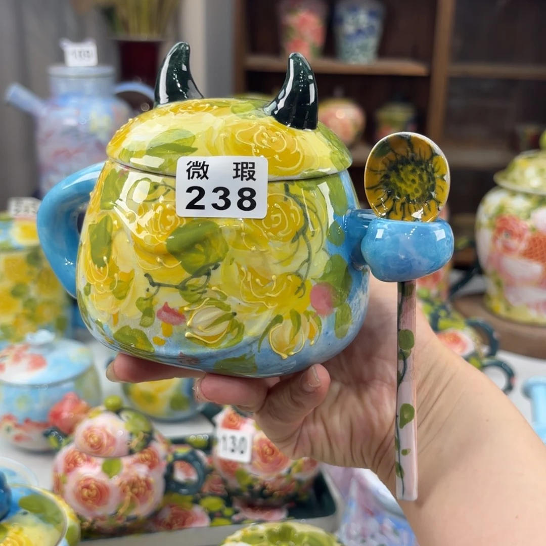 S*w景德镇手绘高温釉下彩陶瓷茶具