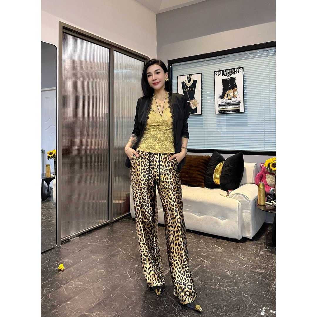 SONG-原创【长裤-清风豹语】新款气质时尚轻奢豹纹印花显瘦休闲