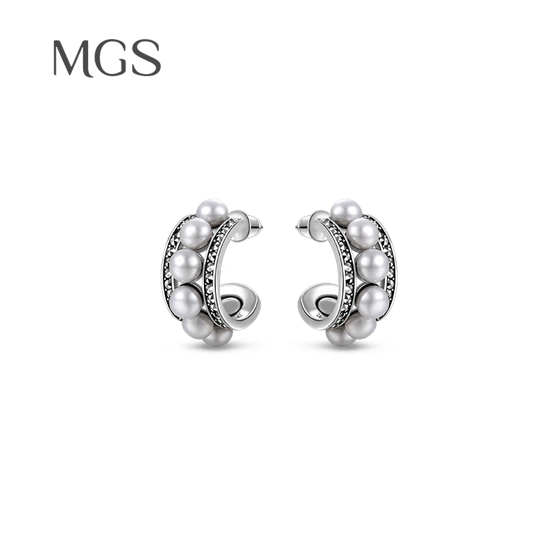 925银 5mm珍珠香颂耳环 约11g M0322005000