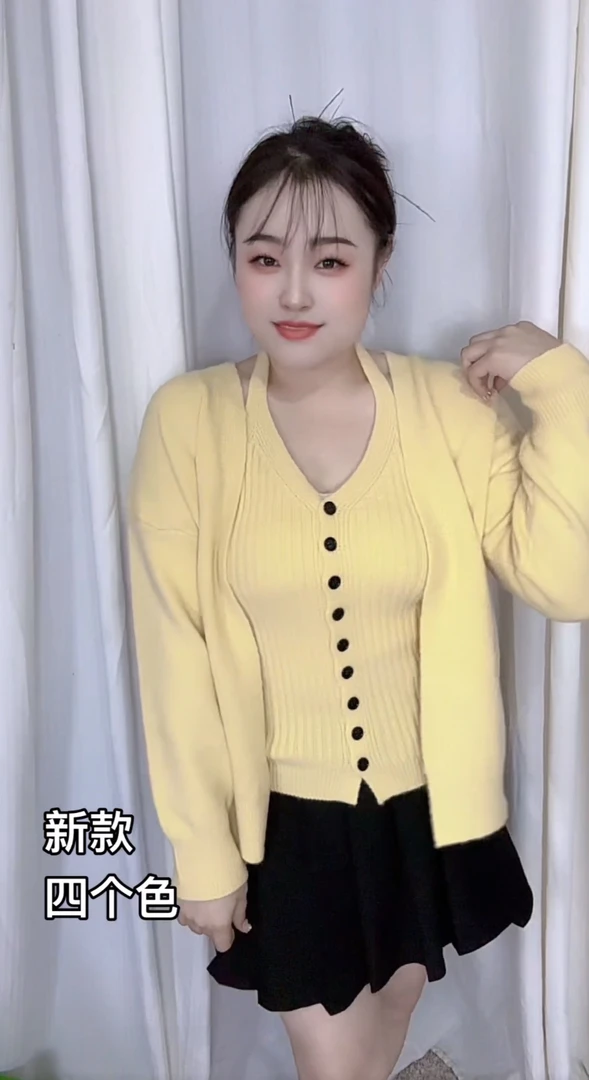 韩系针织秋季慵懒风纯色毛针织衫百搭绵阳绒开衫均码女款