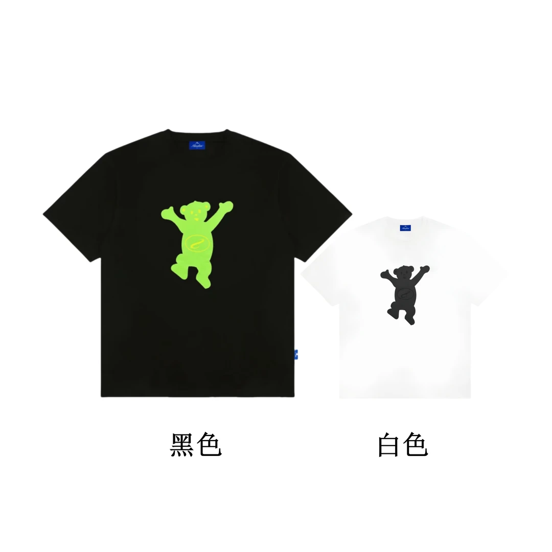 男款夏季个性纯棉印花宽松圆领半袖情侣T恤上衣国潮潮流街头卡通